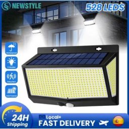 newstyle Luci Solari da Esterno 528LED, Lampada Solare da Parete con Sensore di Movimento 1500LM, 5 Modalità di Illuminazione, 270° ° Luci di Sicurezza con Telecomando IP65 Impermeabili, 1500 mA, Alimentate