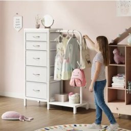 Patbrela Appendiabiti 76x30x112 cm – Unità porta abiti, scaffali salvaspazio per camera da letto, ufficio, bianco