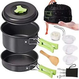 ZCTYHPGACN Kit da Cucina Mini da 1,8L in Lega di Alluminio Leggera per Esterni con Pentola Antiaderente, Design Impilabile e Portatile, Facile da Trasportare
