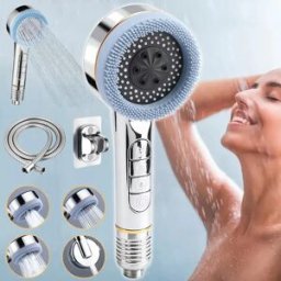 NONE Soffione doccia ad alta pressione, soffione doccia con filtro e interruttore on/off, 4 modalità di spruzzo, con supporto per bagno di casa e hotel