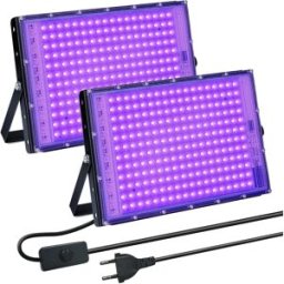 Meerox Luce Nera UV 50W 100W 150W, Proiettore LED da Esterno, Faretto LED a Luce Nera 395nm per Discoteca, Festa, Palcoscenico