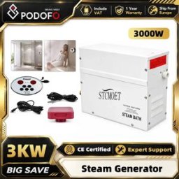 NONE Generatore di Vapore Podofo 3KW per Sauna/Doccia/Bagno/Spa Domestica, Macchina per Doccia a Vapore con Sistema di Auto-Drenaggio, Controller LED Impermeabile e Timer 12 Ore (77–131) ° F/)