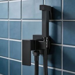 quyanre Rubinetto Doccia Bidet Nero Opaco in Ottone Massiccio, Miscelatore Acqua Calda e Fredda per WC, Ducha Higienica Musulmana