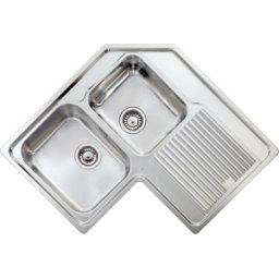 011248.S1.01.2018 Lavello Cucina Angolare 2 Vasche Con Gocciolatoio A Dx In Acciaio Inox 83 X 83 Cm - 011248.S1.01.2018