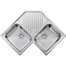 011840.X1.01.2018 Lavello Cucina Angolare 2 Vasche In Acciaio Inox 83 X 83 Cm - 011840.X1.01.2018