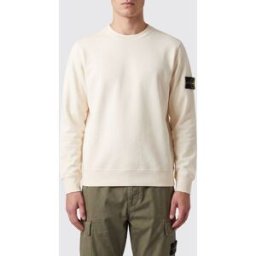 Stone Island Felpa girocollo in cotone con patch logo Compass Latte Taglia XL