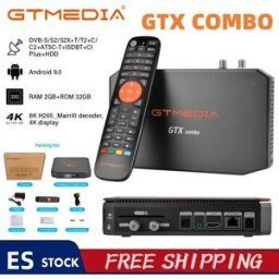 GTMEDIA Ricevitore Satellitare GTX COMBO DVB-S/S2/S2X+T/T2+C/C2, 2GB DD4+32GB 4K/8K Android 9.0 TV Box con Slot per Scheda CA e CI+BT1.4