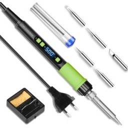 NONE Kit Saldatore LCD 90W, 5 Punte, Supporto, Auto-Sleep, Riscaldamento Rapido, 180-500°C ° C (356-932 ° Kit di Strumenti Fai-da-Te e per Riparazioni + Filo di Saldatura da 15g