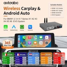 AUTOABC CarPlay Wireless per BMW con Sistema EVO ID5/ID6 X1 X3 X5 F16 F86 F03 F48 G30 G01 G03 Android Auto 2017-2019 con Interfaccia, Aggiornamento Decoder, BT, GPS, AirPlay