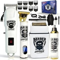Largner Set Professionale per Barbiere 4 in 1, Tagliacapelli + Regolabarba + Rasoio + Flacone Olio, Kit per Salone