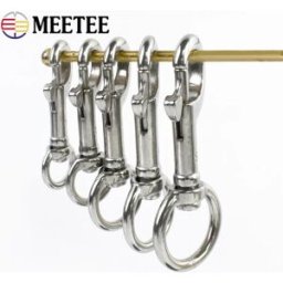 Meetee 1/2/5 pezzi in acciaio inossidabile 316 fibbie per tracolla borsa in metallo con estremità singola gancio girevole fibbia collare per animali chiusura accessori hardware fai da te