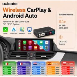 AUTOABC Interfaccia Decoder Wireless CarPlay per BMW Z4 E89 Sistema CIC EVO 2009-2018, con Android Auto, Airplay, Mirror Link, Car Play, Telecamera, BT, GPS