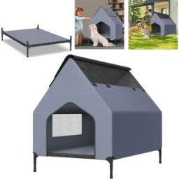 NONE Cuccia per Cani da Esterno, Tenda Impermeabile in Tessuto Oxford, Cuccia Portatile con Tetto a Rete per Cani, Gatti e Piccoli Animali (S/M/L)