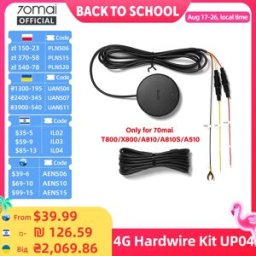 70mai Kit Hardwire 4G UP04 per T800 A810S A810 A510 X800 X200, Modulo 4G LTE con Controllo Remoto e Streaming Live UP04
