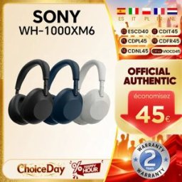 Sony Cuffie Wireless Over-Ear Originali WH-1000XM6 con Chip QN3, 12 Microfoni, Audio Hi-Res LDAC, 30 Ore di Riproduzione, Ricarica Rapida USB-C, Bluetooth 5.3