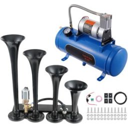 succebuy Kit clacson da treno Kit clacson da 4 tromba Trombe da treno da 150 dB Compressore d'aria da 12 V con serbatoio da 3/6/10 litri, per camioncini Treno