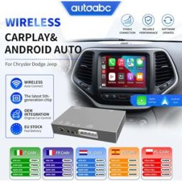 AUTOABC Nuova Interfaccia CarPlay Wireless per Chrysler 300C, Dodge Challenger, Jeep 2014-2019, Decoder di Aggiornamento Android Auto, Supporta Airplay, Navigazione, Bluetooth.