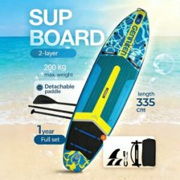 mseasfree Tavola SUP Gonfiabile Ultra-Leggera GENREEN 335*89*15cm Capacità 200 kg Kit Completo con Pompa, Pagaia e Zaino