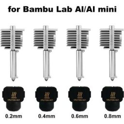 TWO TREES Kit Hotend per Bambu Lab A1 o A1 Mini, ugello A1 integrato in acciaio inossidabile ad alta precisione 0.2/0.4/0.6/0.8mm