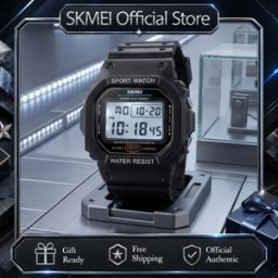 Skmei 1134 Orologio Digitale da Polso con Scatola, Impermeabile 50M, Orologio Sportivo Elettrico con Allarme, Luminoso, Cronometro per Doccia, Pulizia Mani e Auto