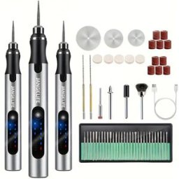 JANGKLIFE Kit di utensili rotanti a batteria USB Penna per incisione del legno Fai da te per gioielli Mini trapano wireless in metallo e vetro