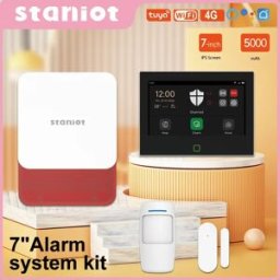 staniot Sistema di Allarme Antifurto Wireless per Casa da 7 Pollici, WiFi 4G, Touch Screen, Kit di Protezione Intelligente Tuya, Batteria Integrata da 5000mAh, Sirena d'Allarme Potente 115dB, Sistema