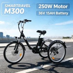 NONE SMARTRAVEL M300 Triciclo Elettrico per Adulti, Motore 250W, Batteria al Litio 36V15AH, Pneumatici da 24 Pollici, Triciclo Elettrico per Città e Shopping