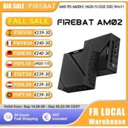 Firebat AM02 MINI PC AMD Ryzen 5 6600H 16GB DDR5 512GB SSD Windows 11 WIFI6 BT5.2 Computer Desktop Compatto con Porta di Rete HDMI