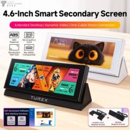 SHCHV Schermo secondario USB IPS da 4,6 pollici TURZX 960x320 Schermo di espansione intelligente CPU GPU RAM Monitor per scheda grafica Windows 10 11