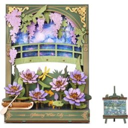 Robotime ROWOOD Puzzle 3D in legno con luce a LED Kit modello di fiore Display da tavolo Puzzle da parete Art Déco Regali per adulti Adolescenti