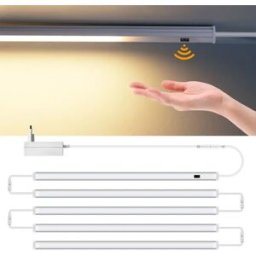 MALITAI Kit di illuminazione a LED con sensore sotto l'armadio da cucina, barra luminosa a LED collegabile, interruttore dimmerabile, ripiano da banco, banco da lavoro