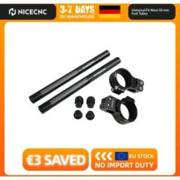 NICECNC (Disponibilità EU) Manubrio Clip-on da 50mm con Riser Standard per Yamaha YZF R6 YZF R1 Kawasaki Ninja Suzuki GSXR600/750 Honda CBR nero