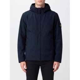 Stone Island Giacca a vento corta in tessuto tecnico con cappuccio e patch logo Blue Taglia M