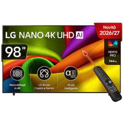 LG Nano 4K UHD AI 98NU900B6 TV LED, SMART TV, 98 ", Processore a8 Gen3 con AI, Black, Classe G