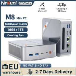 Ninkear Mini PC con AMD Ryzen 7 8745HS, 16GB RAM, 1TB SSD, Radeon 780M, WiFi 6, Dual LAN 2.5G, Computer Desktop Compatto, DP HDMI Type-C, Windows 11 Pro