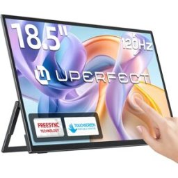 Uperfect Monitor da gioco portatile Touch da 18,5 pollici 120Hz con foro VESA e staffa posteriore, display ultra-sottile per laptop, HDMI, USB-C, FHD, HDR, touchscreen per laptop, Mac,PC, PS5, Xbox,