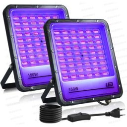 Meerox Proiettore LED UV a luce nera da 50W 100W 150W per esterni con spina, faretto LED 395nm per bar, discoteche, feste e Halloween
