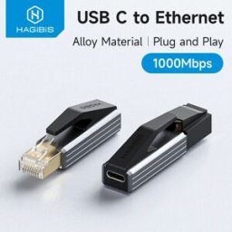 Hagibis Adattatore da USB C a Ethernet Convertitore di rete Gigabit USB C femmina a RJ45 maschio da 1 Gbps per MacBook Pro iPhone 16 iPad XPS