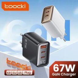 toocki Caricabatterie USB 67W GaN Display digitale caricabatterie Quick Charge QC4.0 tipo C per iPhone Xiaomi Samsung Realme Smartphone Laptop