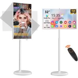 NONE Smart TV Portatile da 32 Pollici, 60Hz 1080P Touch Screen, TV Android Regolabile in Altezza e Rotante, Batteria da 15000mAh, Fotocamera da 13MP, 6G+128G