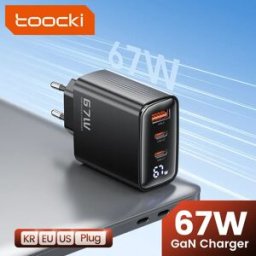 toocki Caricatore USB 67W GaN con display digitale, ricarica rapida QC4.0, caricatore di tipo C per iPhone, Xiaomi, Samsung, Realme, smartphone, laptop
