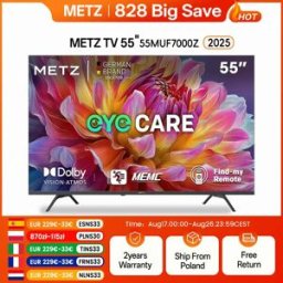 Metz TV 43 55 pollici 4K UHD Smart TV LED Google TV HDR 10 MEMC Dolby Audio Google Cast Sintonizzatore di controllo vocale 43MUF7000Z 55MUF7000Z