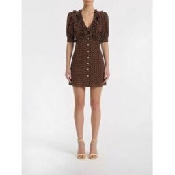 Alessandra Rich Abito mini in seta a pois Marrone Taglia 36