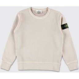Stone Island Felpa girocollo da bambino in cotone con logo patch Mastice Taglia 8