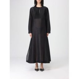 Tory Burch Abito caftano in lino e seta Nero Taglia M