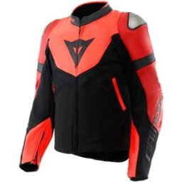 DAINESE - Giacca Iperattiva Leather-Tex Rosso Fluo / Nero Nero,Rosso 54