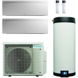 Daikin Multi+ sistema di condizionamento dual split e acqua calda sanitaria Unità interne Emura 3 bianco 9000+9000 BTU Serbatoio 90 l