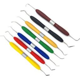 Tyceen Set di 7 Strumenti per Riempimento Dentale in Resina con Manico in Silicone, Kit di Restauro Estetico, Spatola e Coltello per Resina