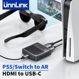 unnlink Adattatore 4K 60Hz per Occhiali AR/XR, Convertitore HDMI a USB-C per Ricarica Occhiali AR, Compatibile con Switch2, PS5, PS4, Xbox, Xreal, Rokid, Rayneo