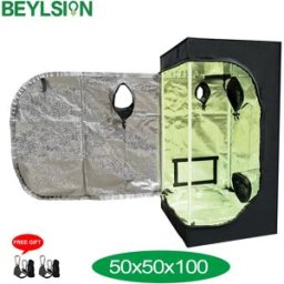 NONE Kit Tenda da Coltivazione Indoor 50x50x100cm con Corda di Sospensione, Box di Coltivazione in Mylar Altamente Riflettente per Fiori e Verdure